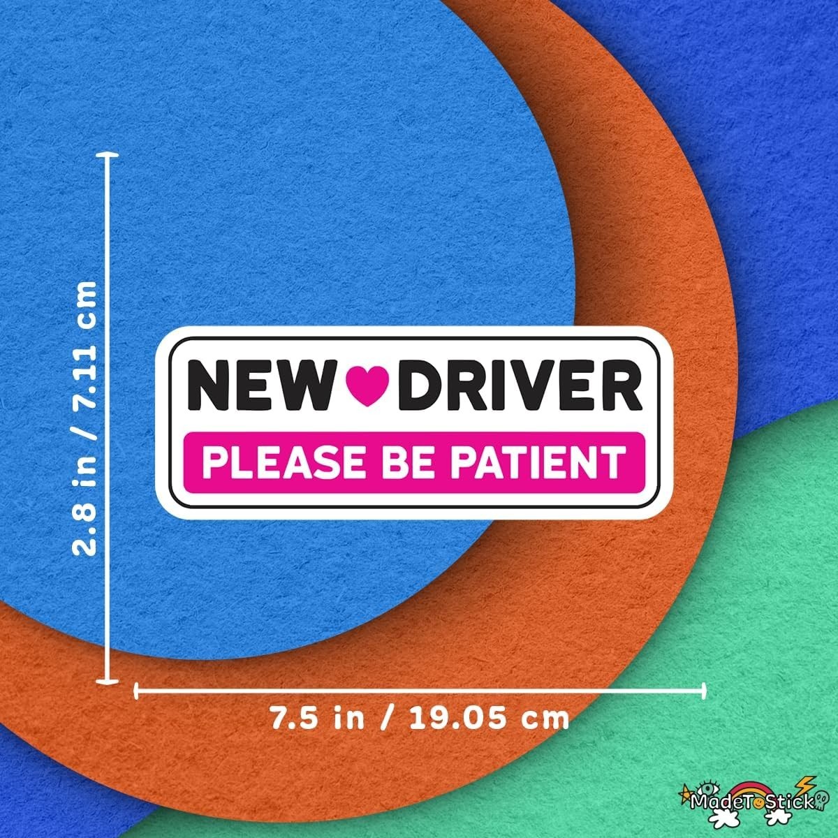 Pink New Student Driver Please Be Patient 2-Pack Vinyl Car Bumper Decal 2.8"x7.5