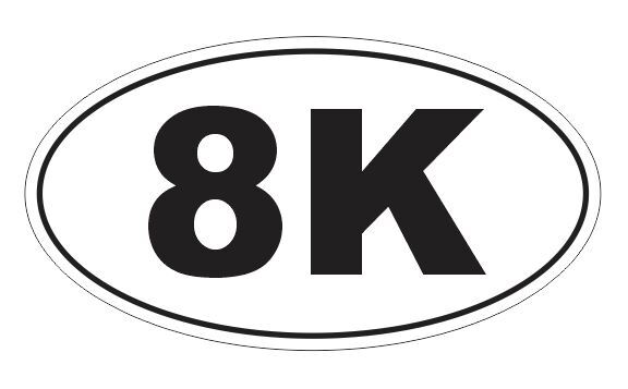 8K Marathon Oval Bumper Sticker or Helmet Sticker D7400 Laptop Cell Phone Euro