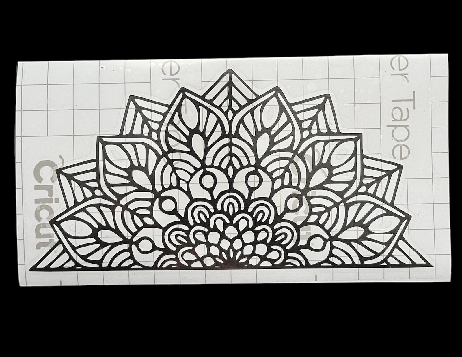 Mandala Half Flower Removable vinyl decal sticker, Home Room Wall Decor 8×4”