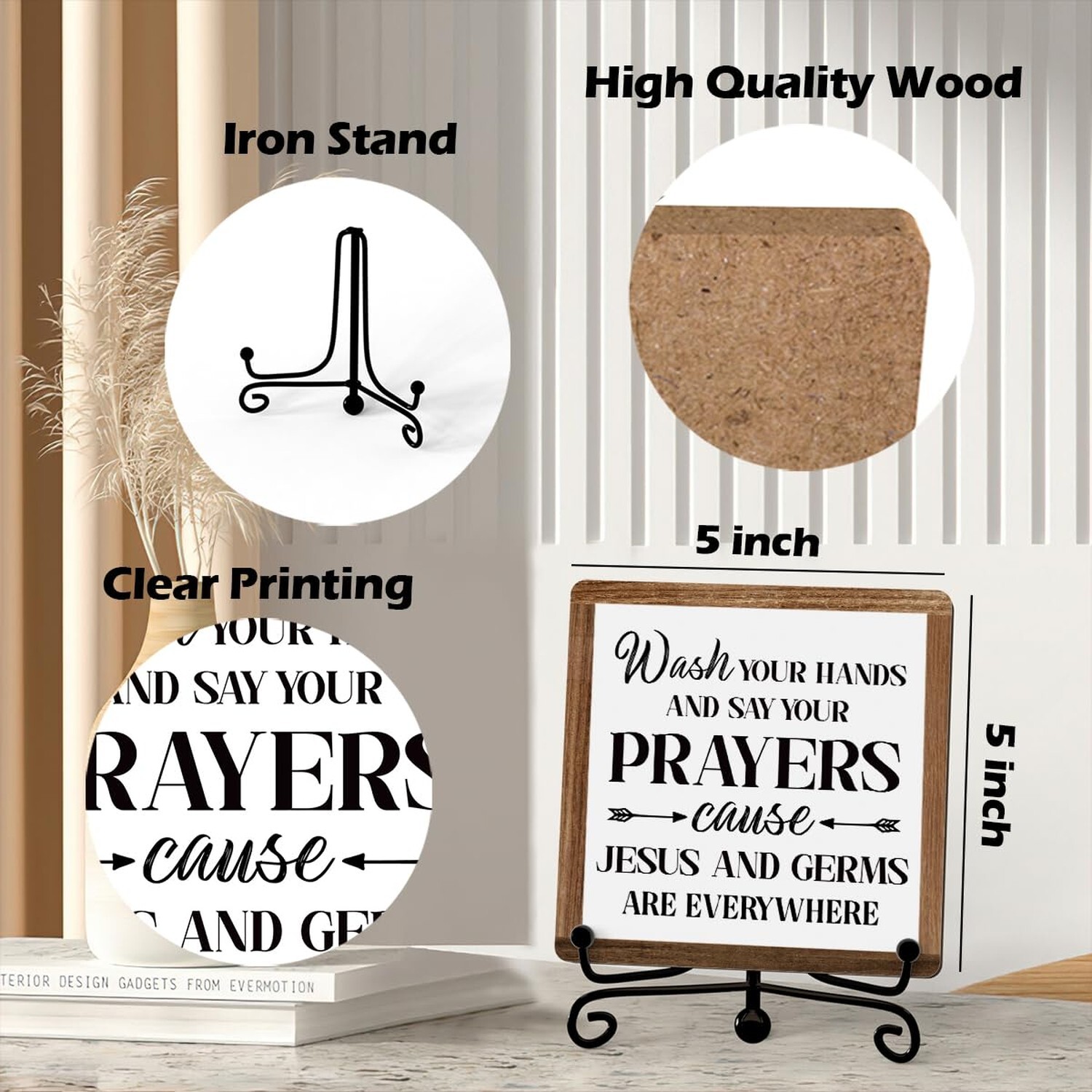 Funny Bathroom Sign – Wash Your Hands and Say Your Prayers Wooden Plaque With…