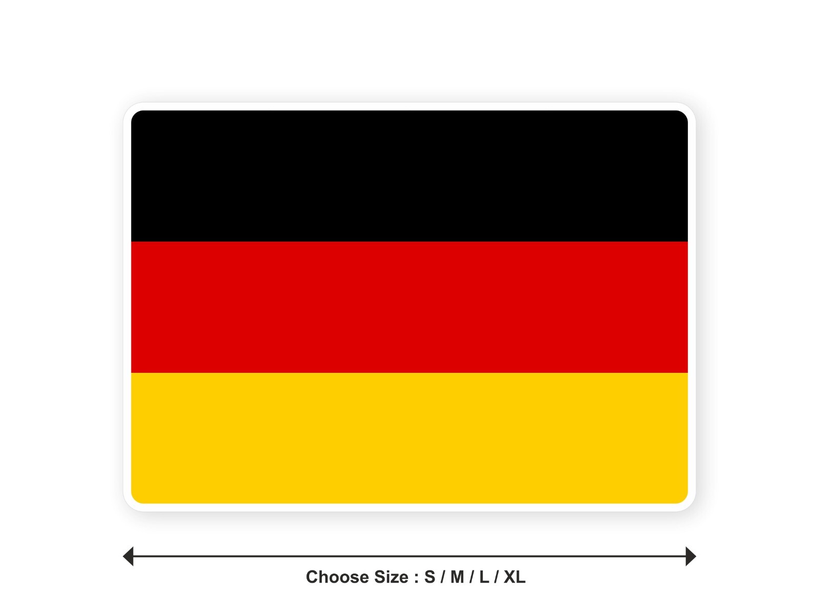 Sticker flag GERMANY German 3,9′′(S) -11′′(XL) decal white border
