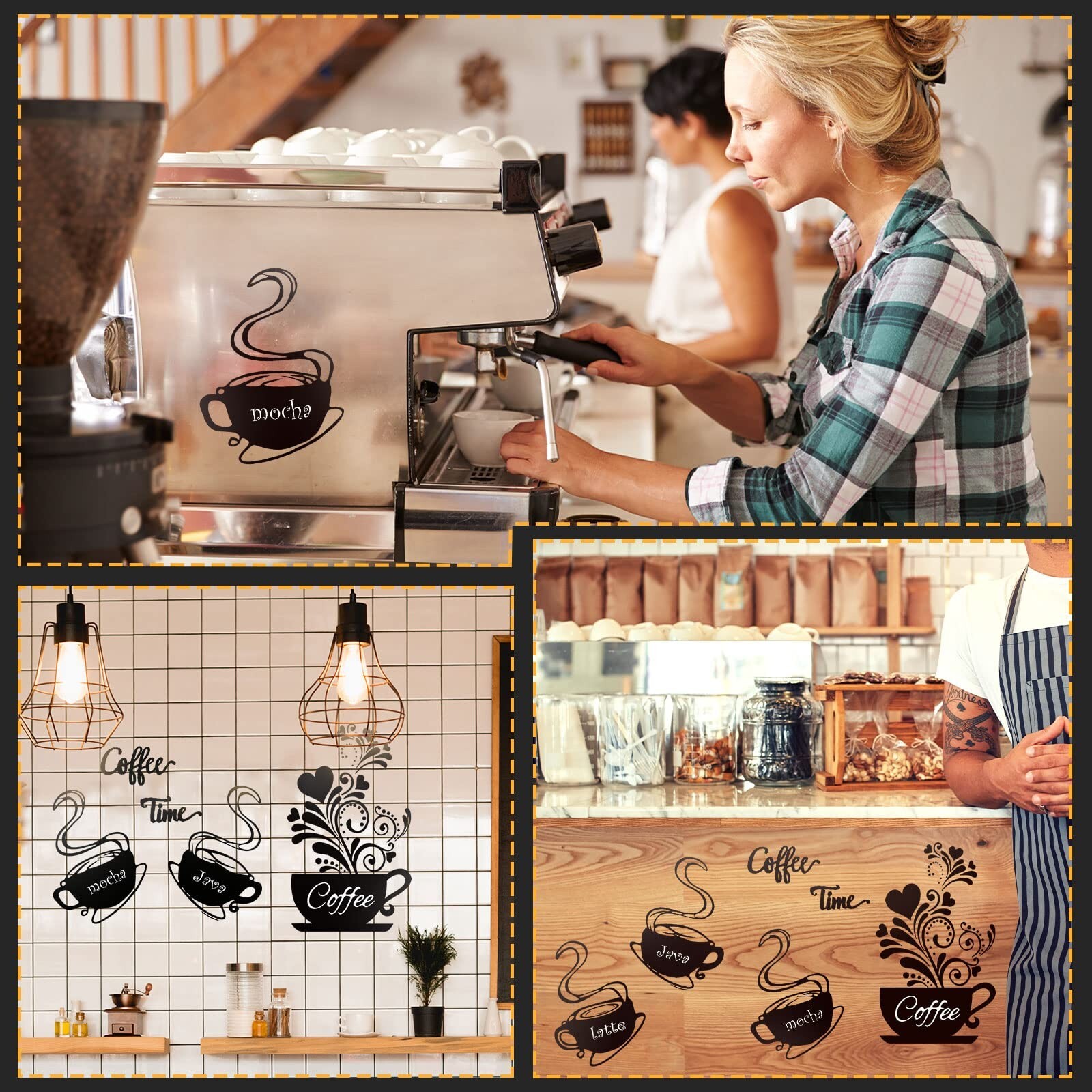 Chinco 5 Pieces Coffee Wall Decals Coffee Bar Decal Stickers for Kitchen Wall…
