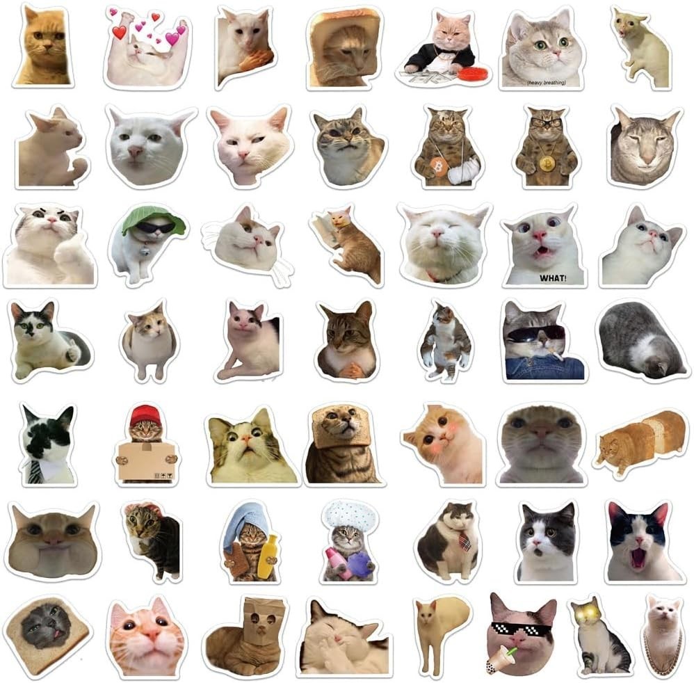 100PCS Funny Dog & Cat Meme Stickers Cute Cat & Dog Stickers Adults Teens