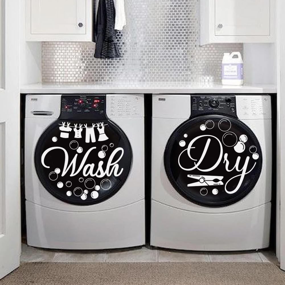 Laundry Room Wall Sticker Vinyl Wash Dry Decal Washing Machine DIY Decor 24"x12"