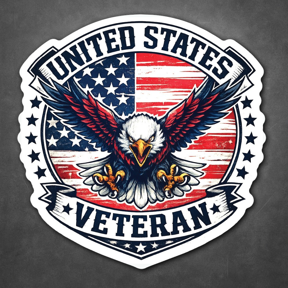 United States Veteran Eagle American Flag Vinyl Decal Sticker Patriotic USA 3in