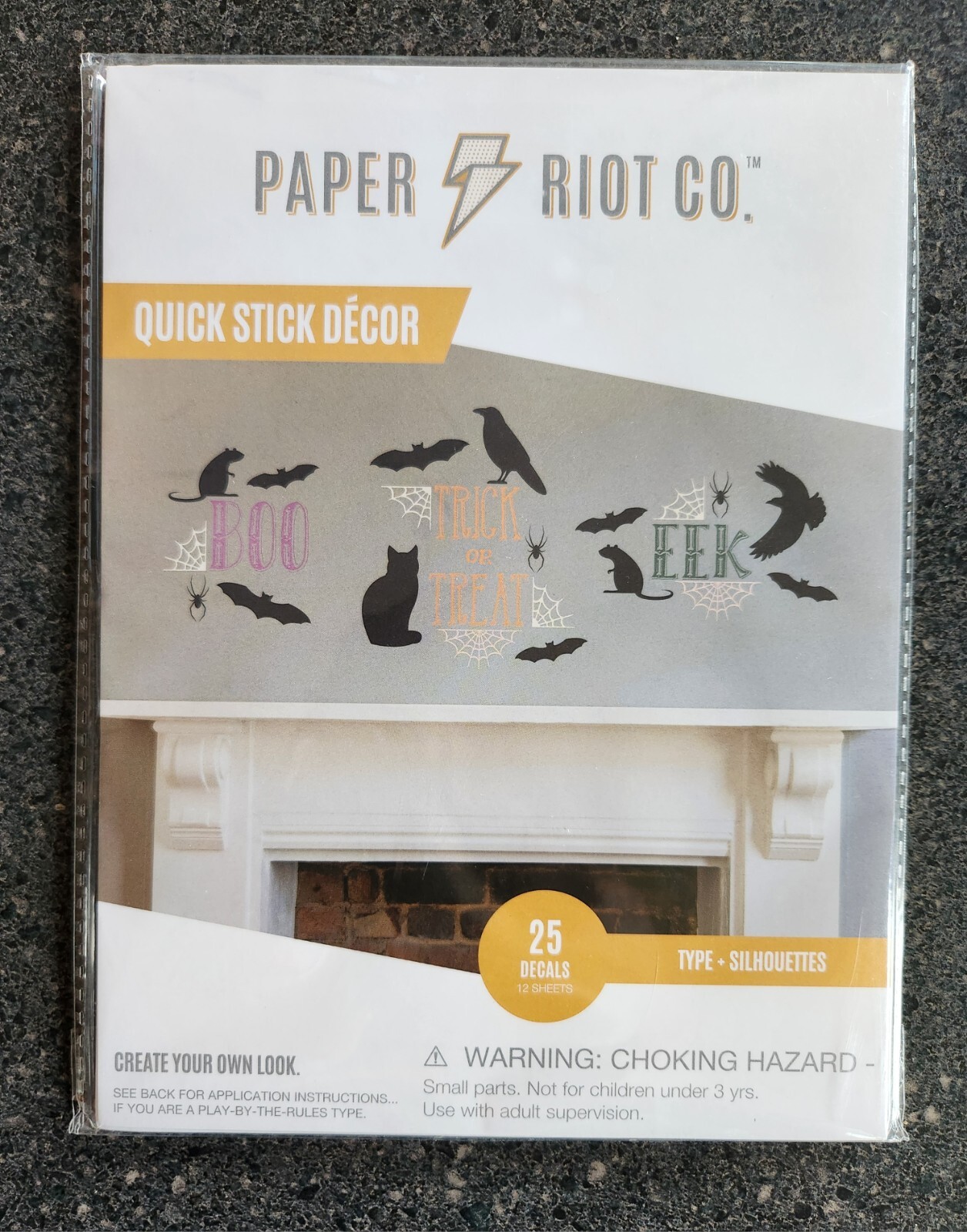 Paper Riot HALLOWEEN Peel & Stick Wall Decals Gothic Bats Rat Crow Spiderweb