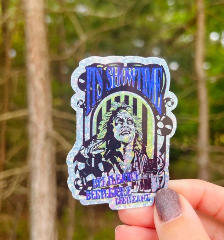 Beetlejuice Set Of 5 Holographic Glitter Sticker Halloween Spooky 80s Movie