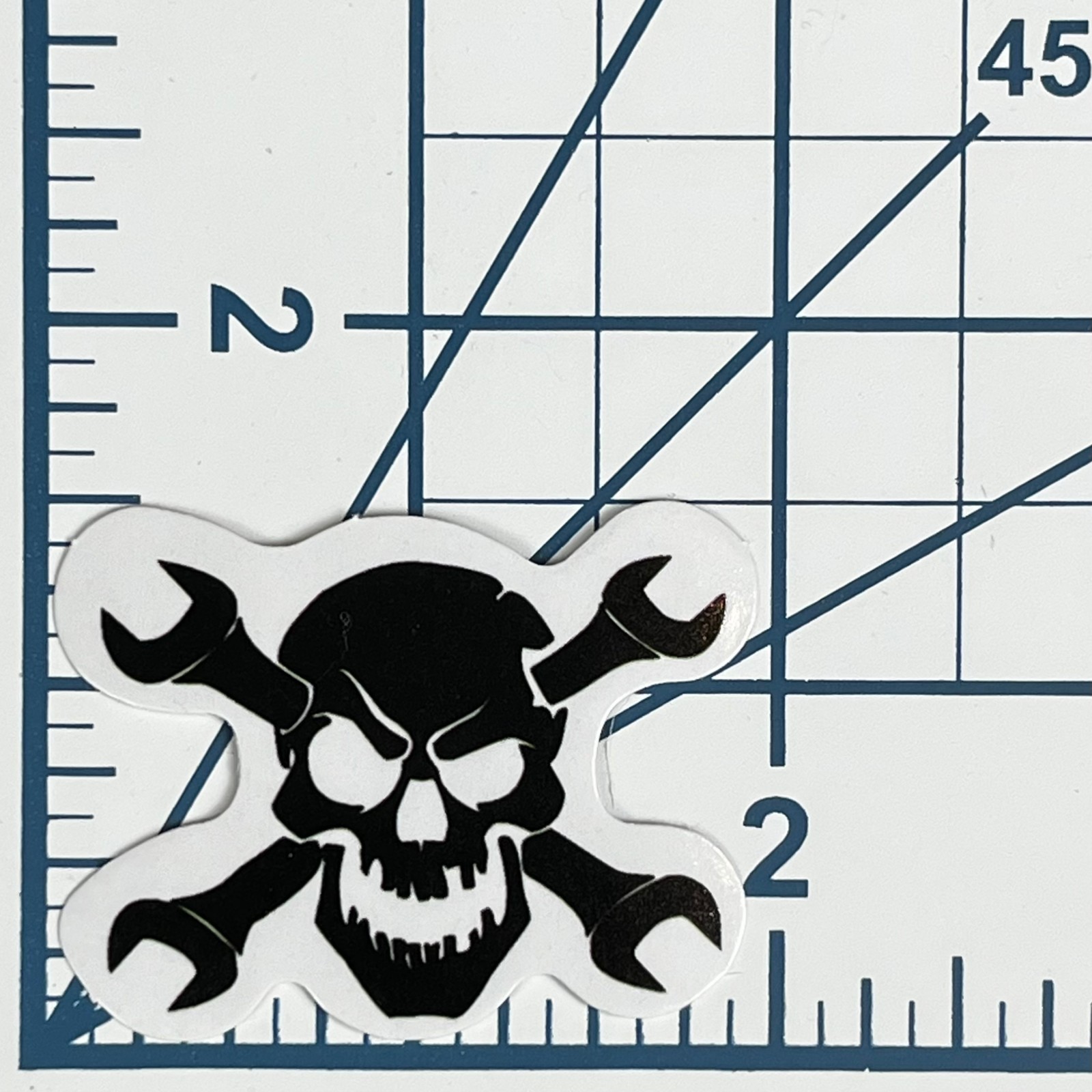 Skull and Cross Wrenches Vinyl Sticker Mechanic Garage Decal Toolbox Hard Hat