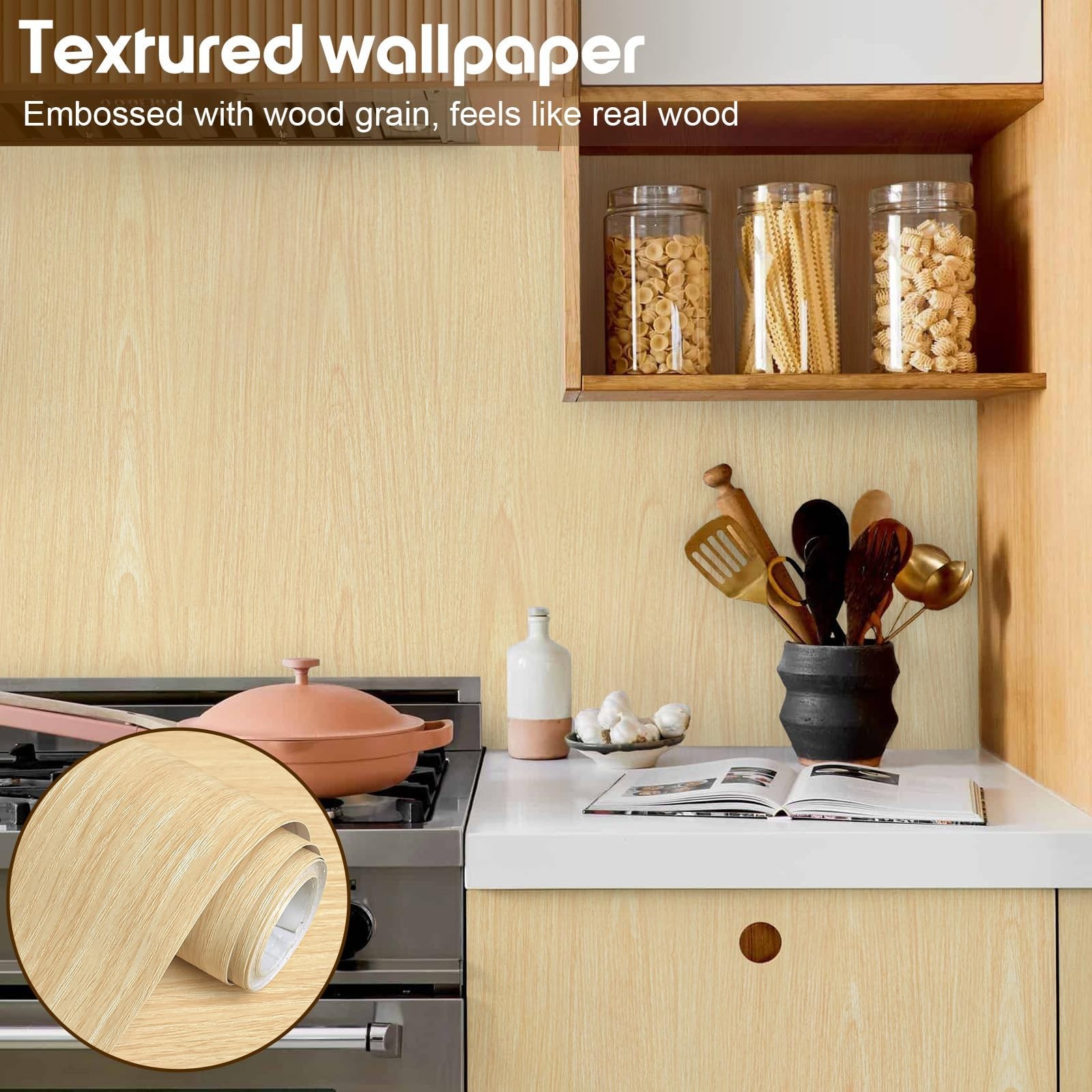 Fititem Wood Grain Contact Paper Light Wood Wallpaper Peel and Stick Contact …