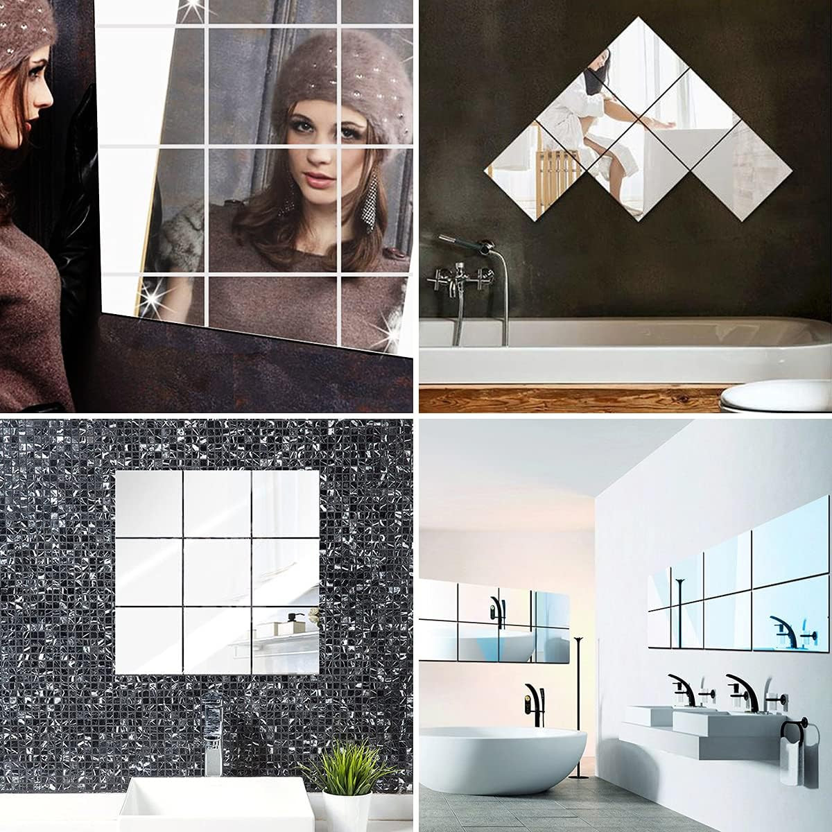 Fantasyon 10 Pieces Flexible Mirror Sheets, Self Adhesive Decorative Plastic Mir