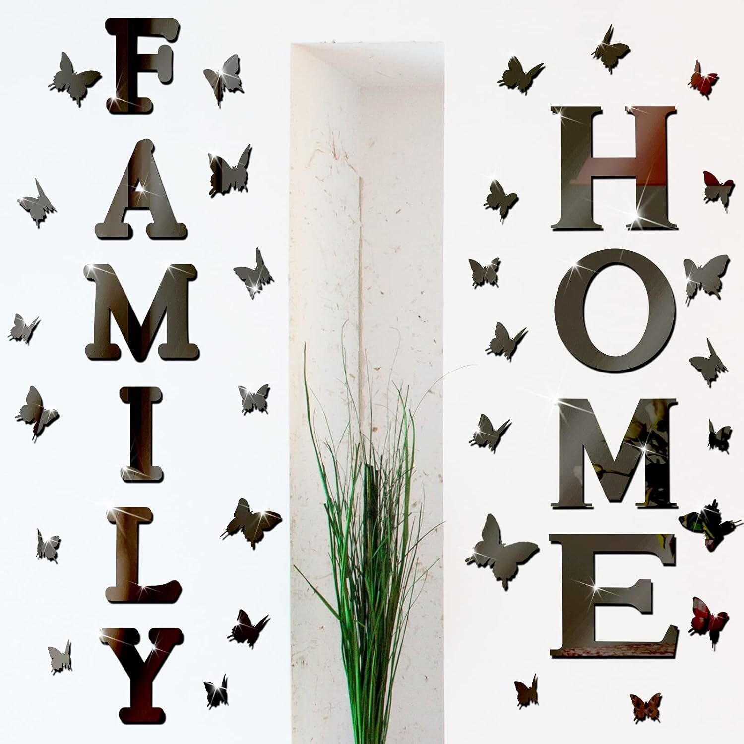 Outus 3D Family Home Sign Letters Living Room Decor Rustic Black