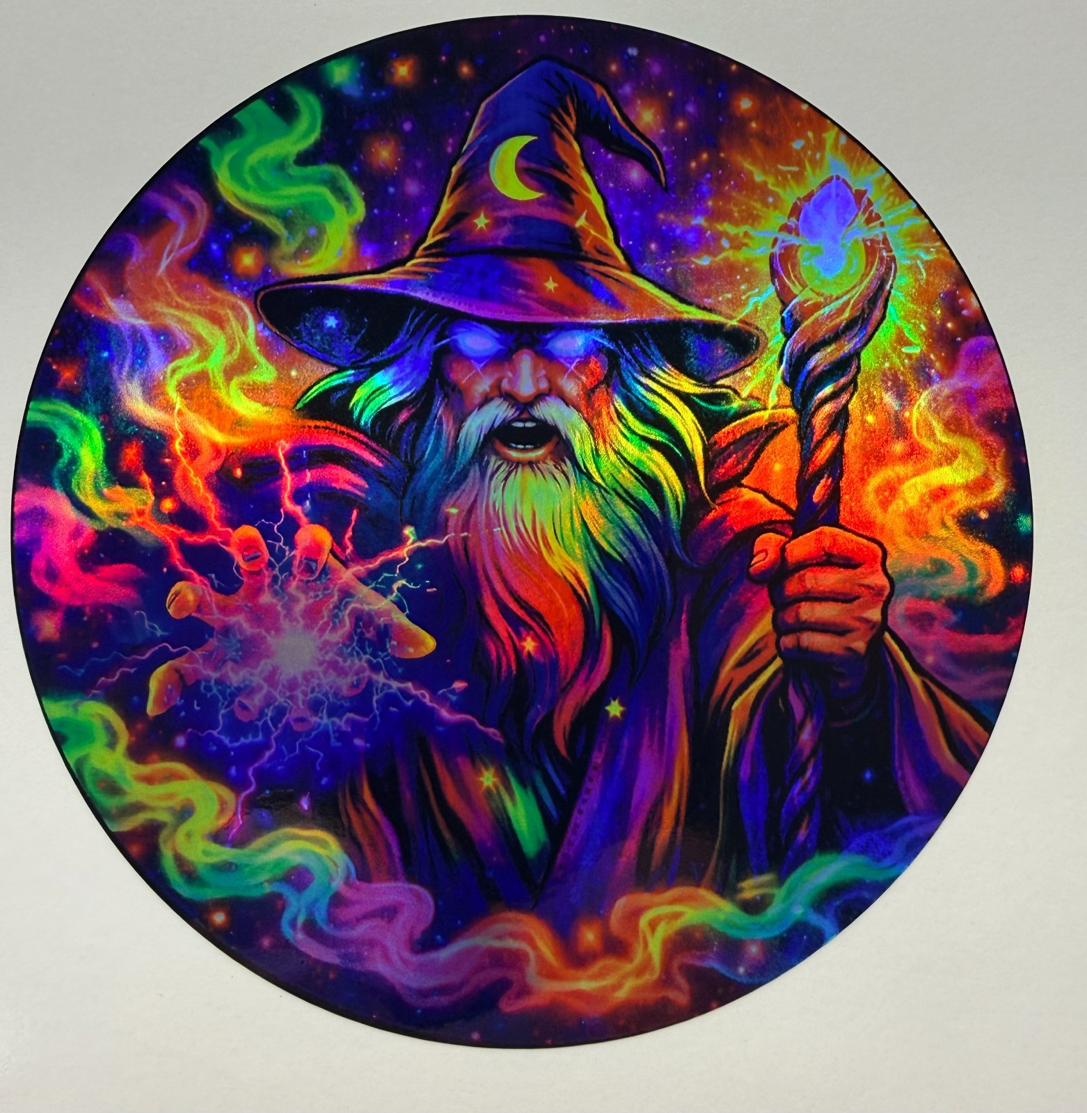 Psychedelic Wizard Holographic Vinyl Decal Pick Your Size!