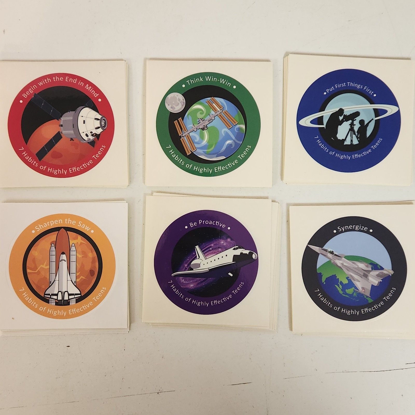 NASA Space Shuttle Satellite Fighter Jet Stars Moon Astronomy Stickers Lot Of 60