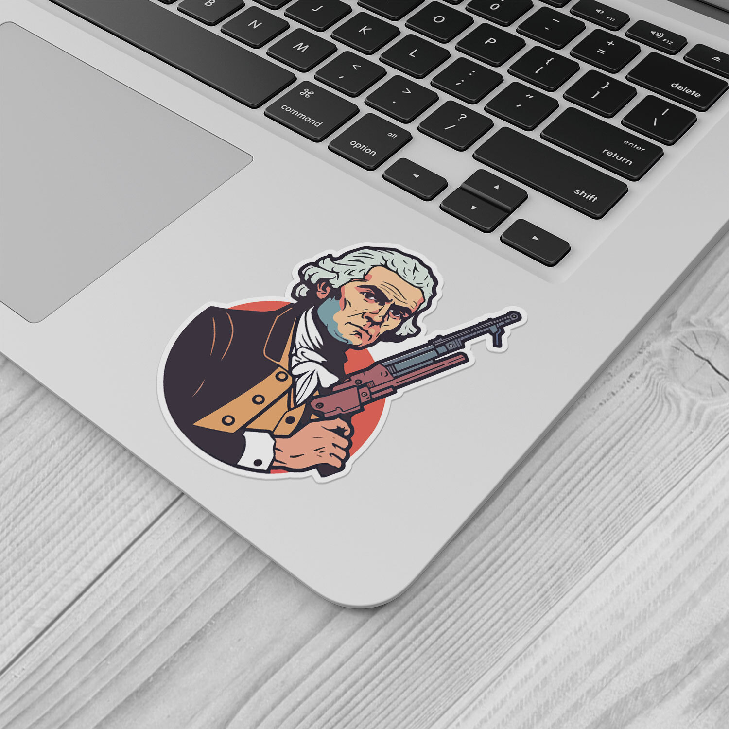 Thomas Jefferson Holding An Gun Sticker Vinyl Car Bumper Decal