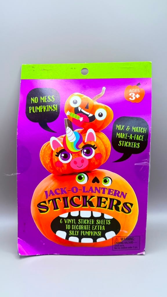 Pulsar Jack-O-Lantern Pumpkin Face Vinyl Stickers 6 Sheets Halloween Kids New