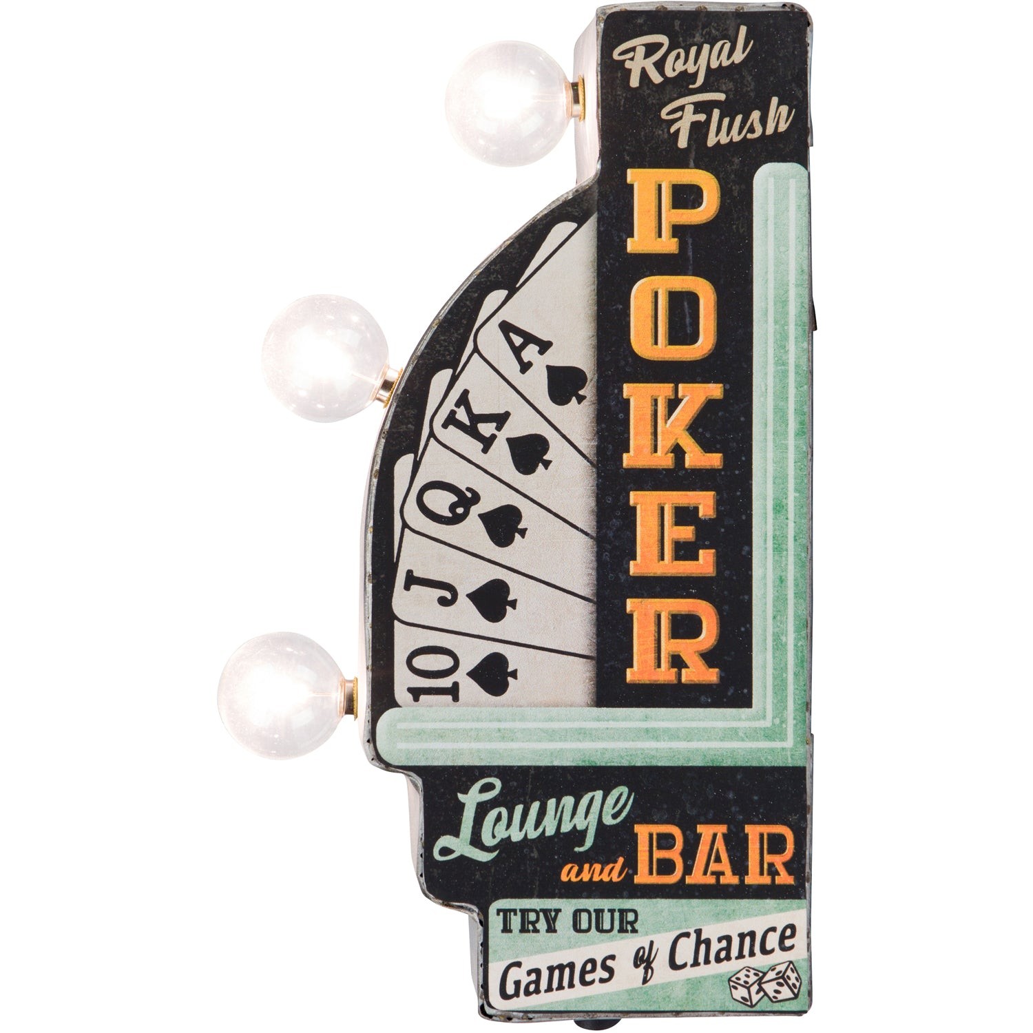 Poker Lounge and Bar Double-Sided Retro Vintage Inspired LED Light Sign Decor