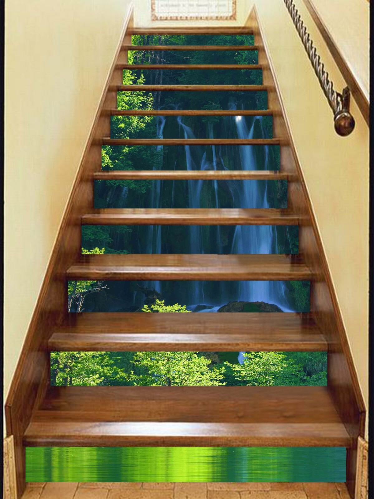 3D Waterfall Lake AZ1350 Stair Risers Decoration Mural Vinyl Wallpaper Kay