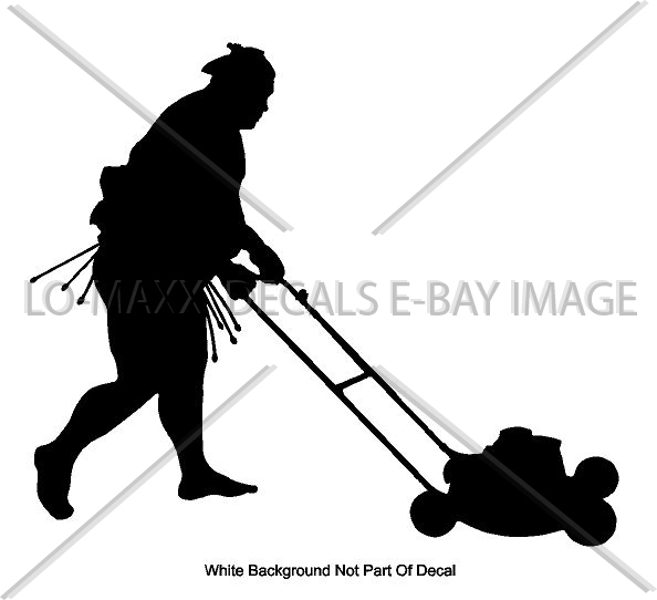 Sumo Wrestler Cutting Grass Lawn Maintenance Weekend Warrior Die Cut Vinyl Decal