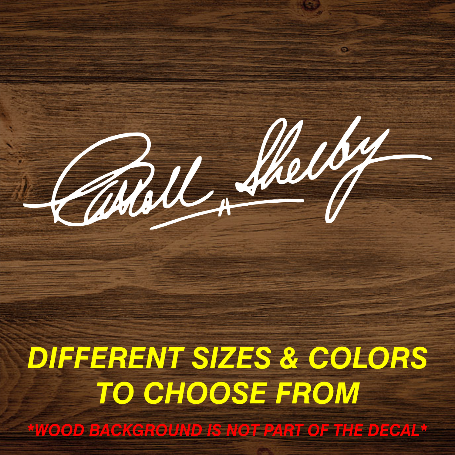 Carroll Shelby Signature GT350 GT500 – Vinyl Decal Sticker – CHOOSE Size & Color