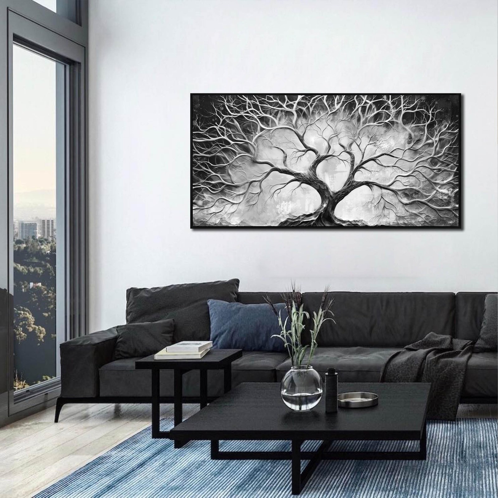 Black and White Wall Art for Bedroom – Black Framed Tree Canvas Wall Art for …