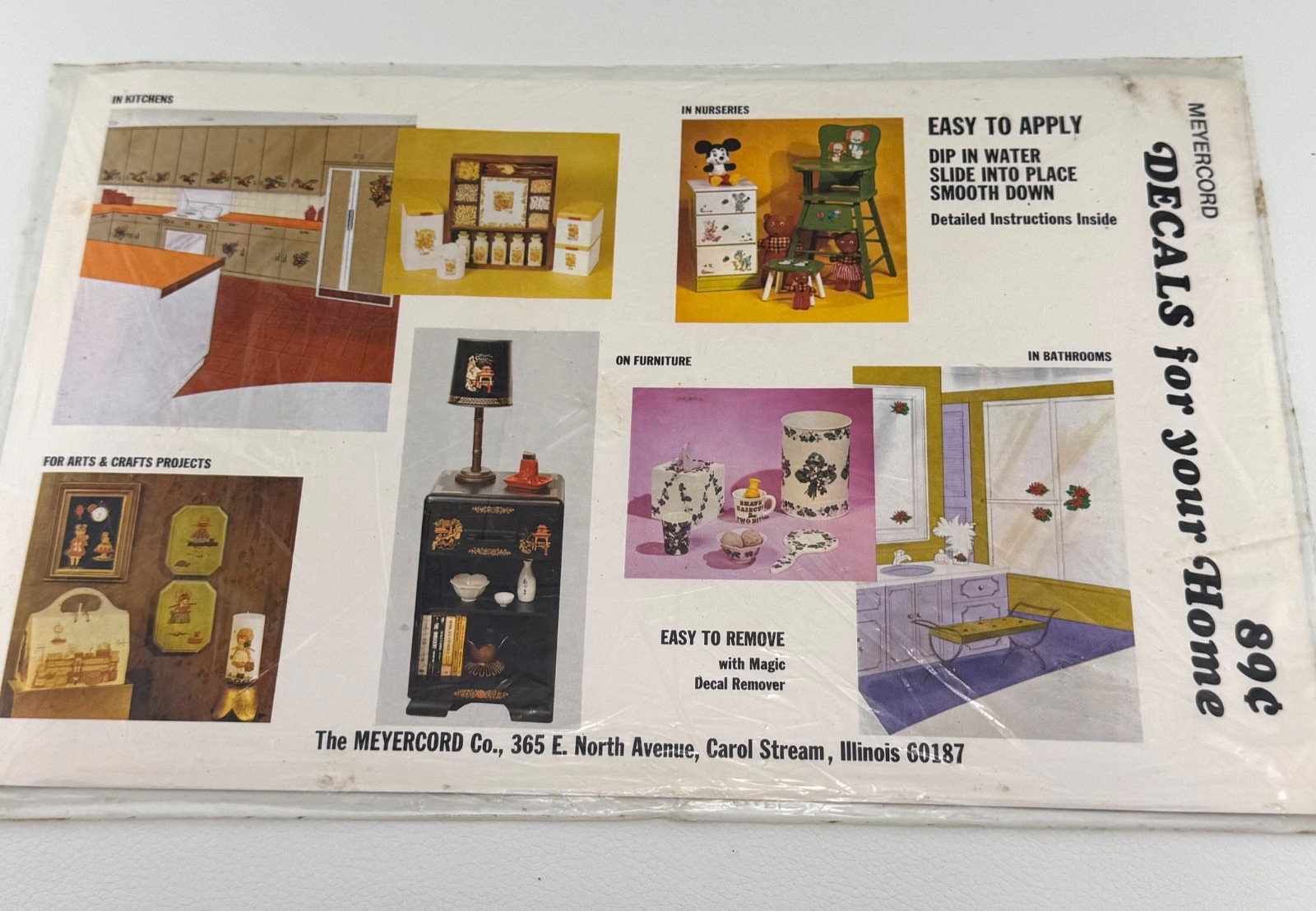 1978 Vtg Large 5" Craft Decals Mushroom Eggplant Pepper Onion Meyercord 98-A NOS