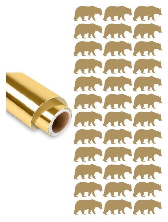 Bear Stickers Sticker Reflective Chrome Gold 1-1/4" DC16