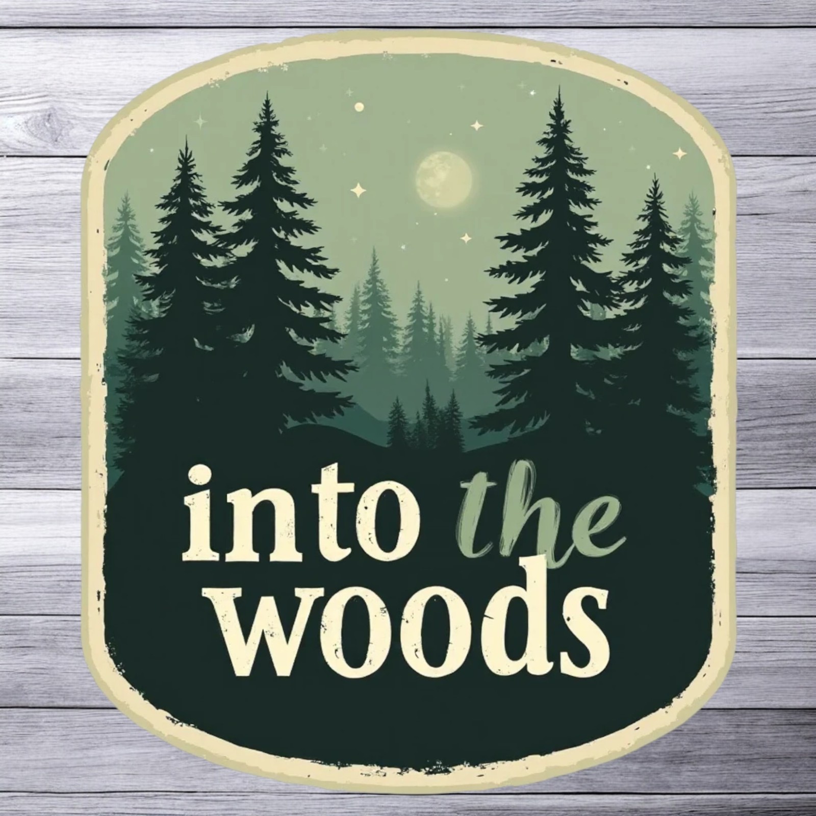 Adventure sticker vinyl decal into the woods forest camping outdoor art