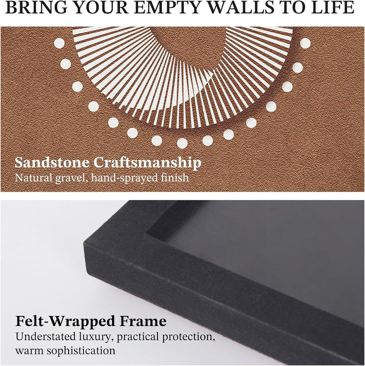 3PC 3D Multi Layer Sandstone Texture Framework Abstract Wall Art, Modern Painted