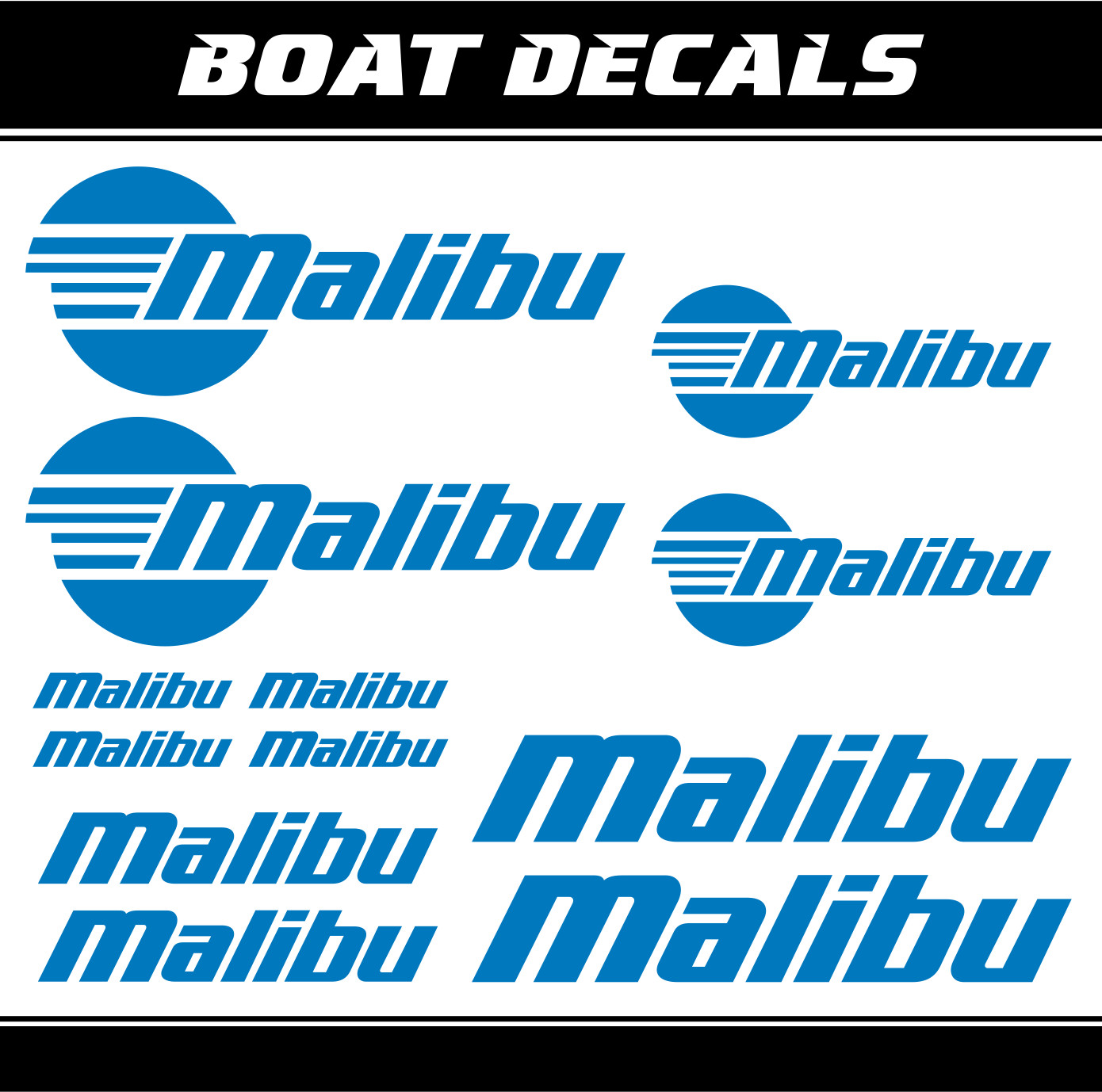 Malibu boat sticker set replacement marine 12x decal vinyl foil ORACAL