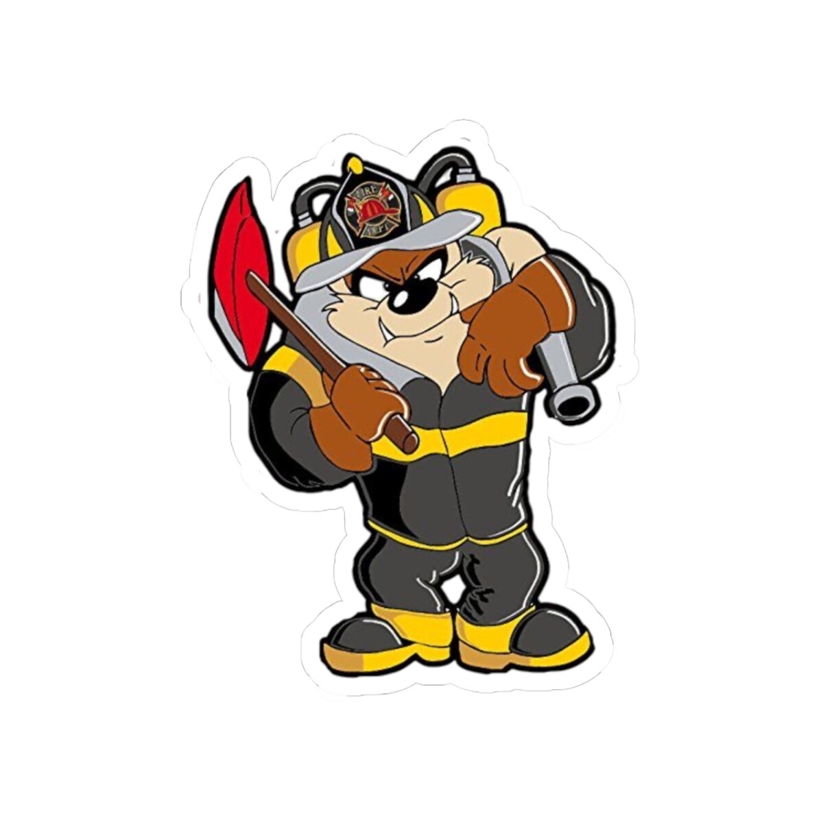 Tazmanian Devil Taz Firefighter Cartoon Stickers Vinyl Fireman Logo Design