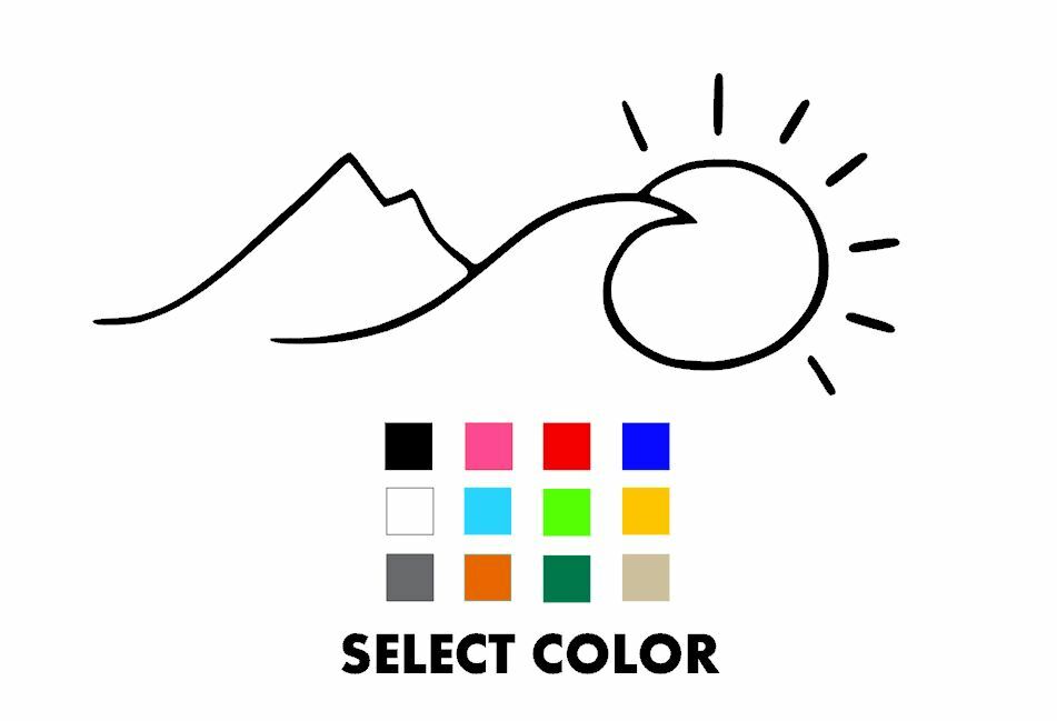 Climb, Surf & Sunshine Die Cut Window Sticker Decal – Multiple Colors