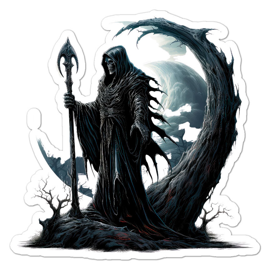 Grim Reaper Death, Vinyl Decal Sticker, Indoor Outdoor, 3 Sizes, #9274