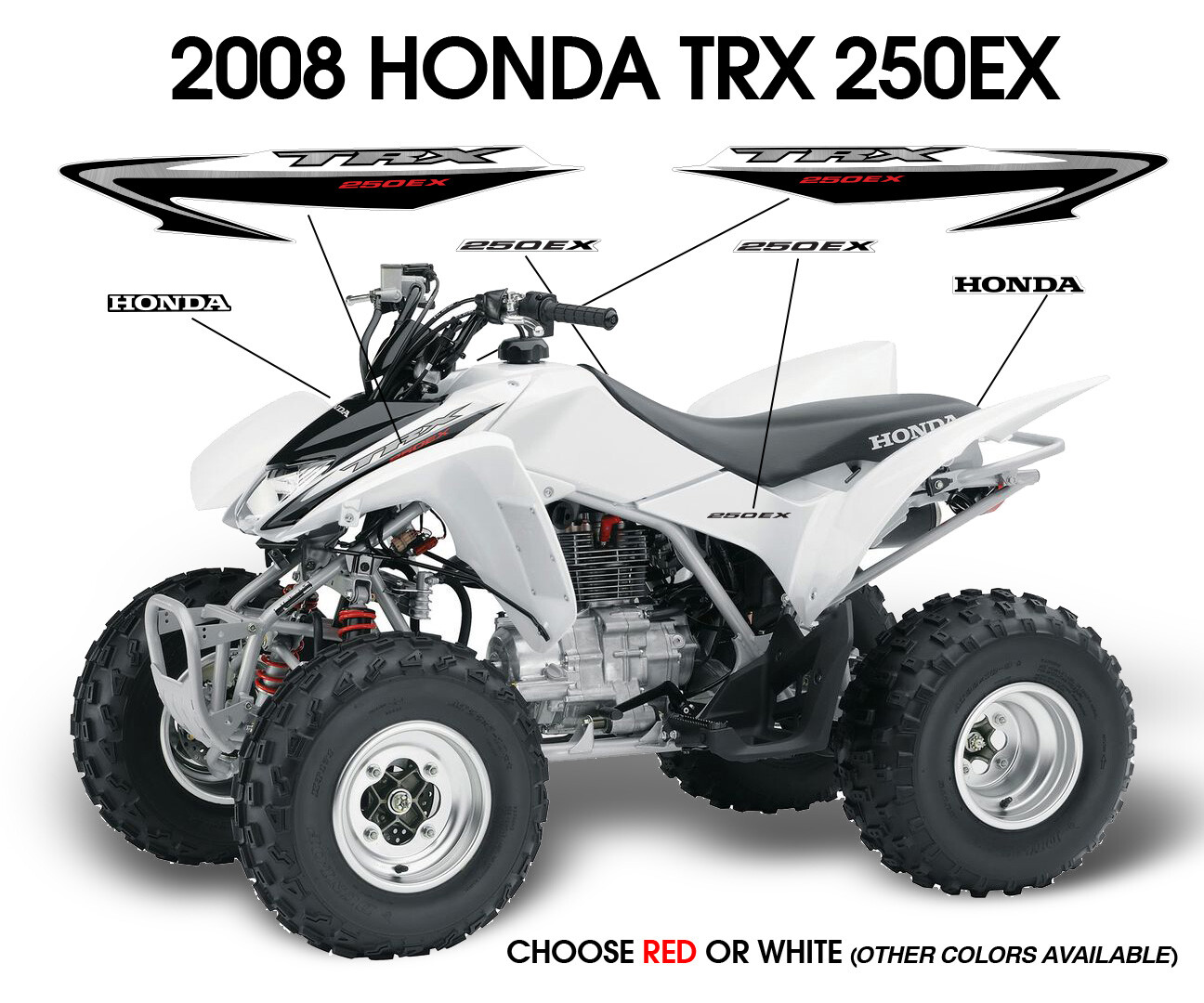 2008 Honda TRX250EX Decal Graphic Sticker OEM kit Plastic Set 250 EX ATV Quad