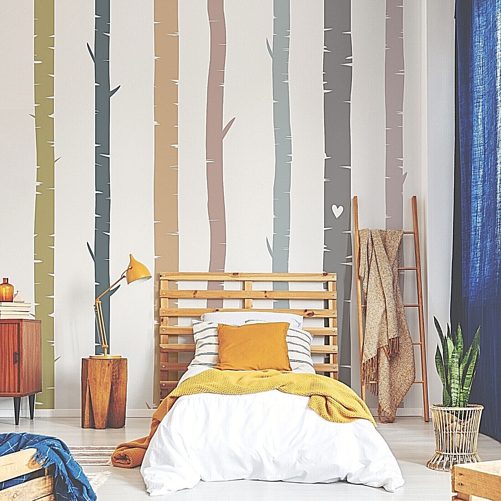 Colorful Birch Tree Wall Rainbow Wall Decals, Stickers, Wall Art Decoration 461