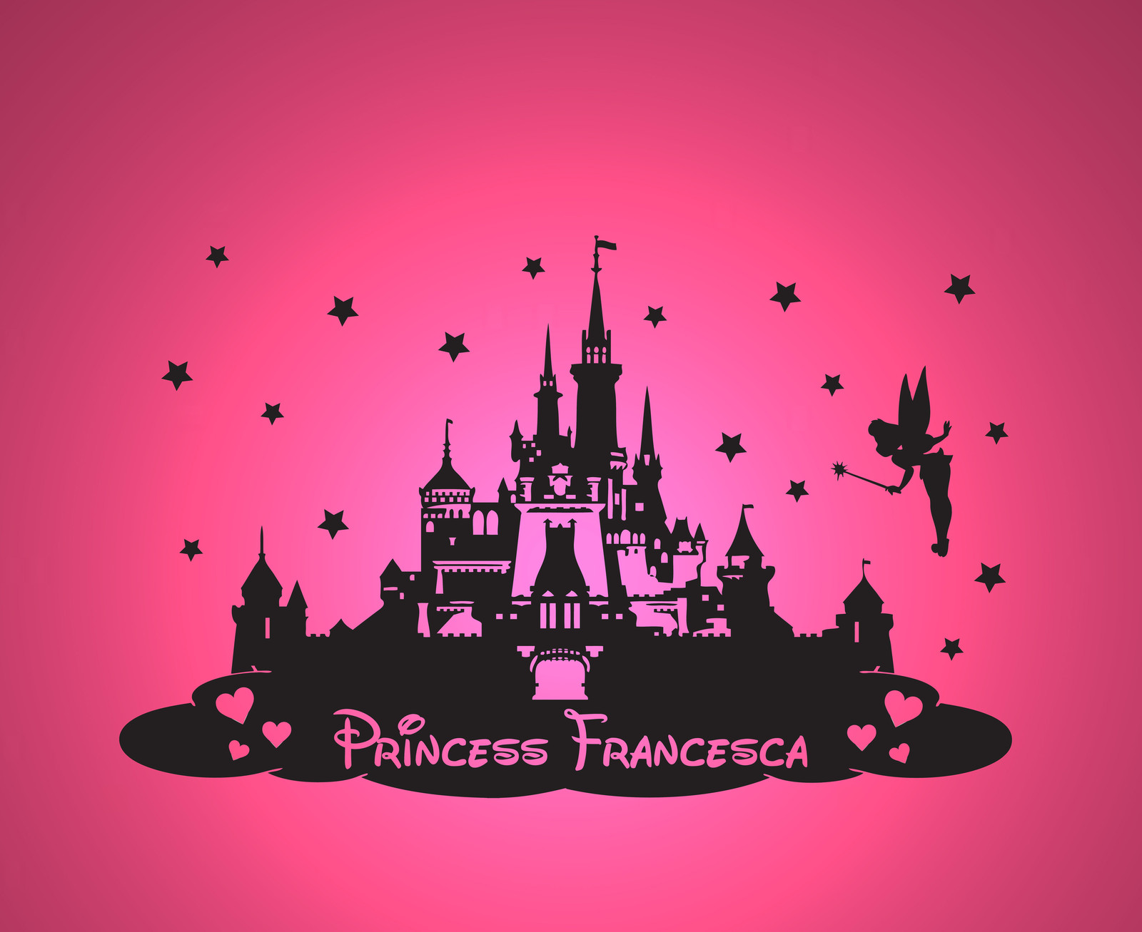 PERSONALISED PRINCESS CASTLE DISNEY WALL STICKER CHILDREN'S BEDROOM FANTASY