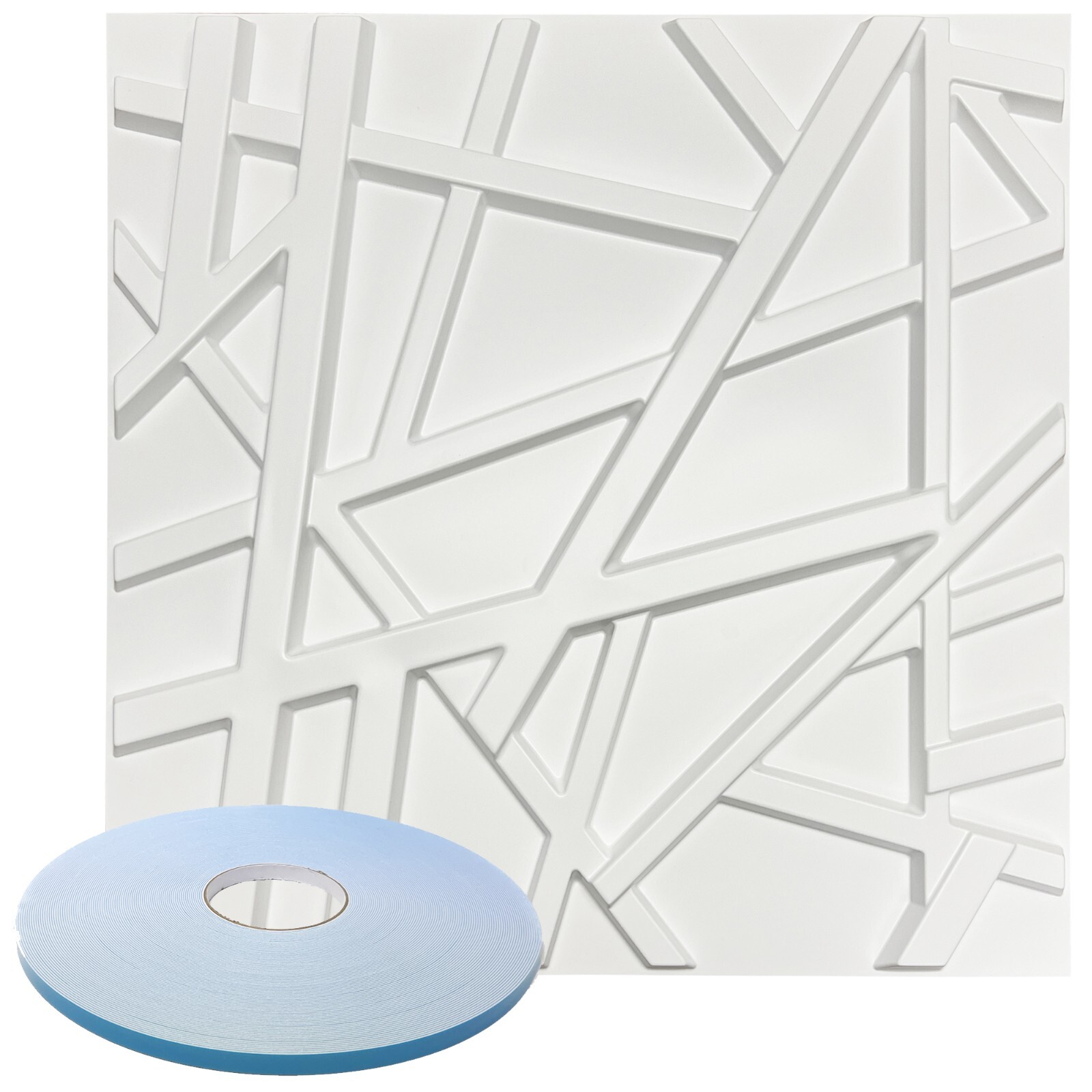 Star Textured Premium PVC 3d Wall Tile Panel 19.7" x 19.7" Pack of 12 White