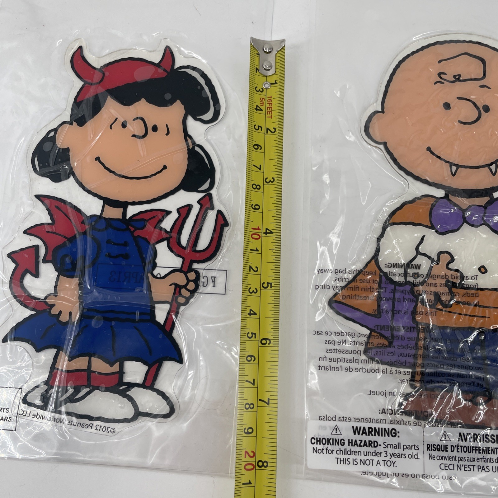 3 Halloween Peanuts Window Clings Charlie Brown Woodstock Lucy 2 Sided 8 x 4 in