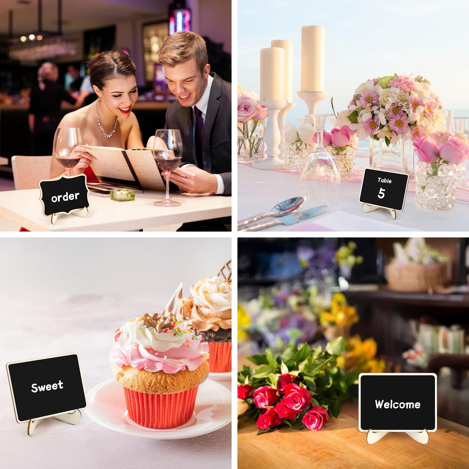 30 Pack Mini Chalkboard Signs, Food Labels for Party Buffet, Black, Wedding