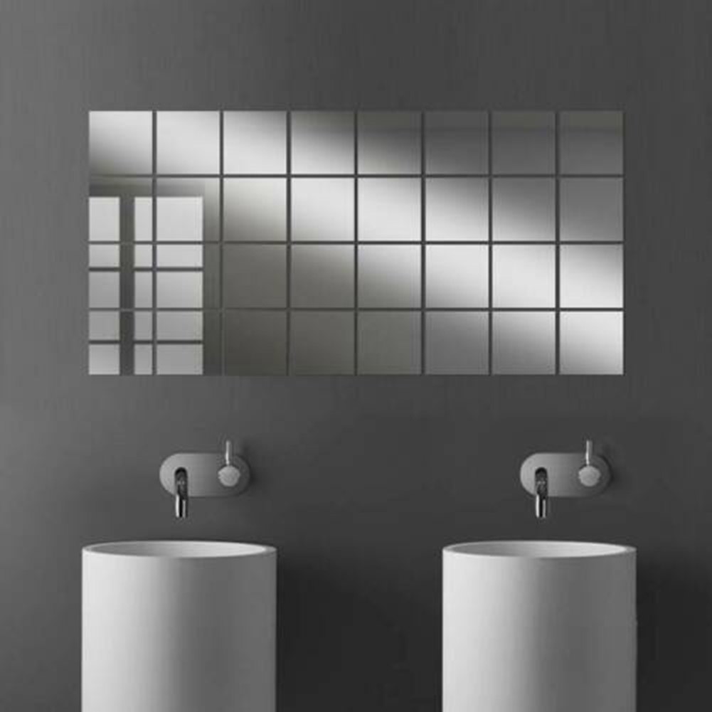 Mirror Stickers Decals Wall 15CM Bath Bathroom Decor Glass Home Mosaic Set
