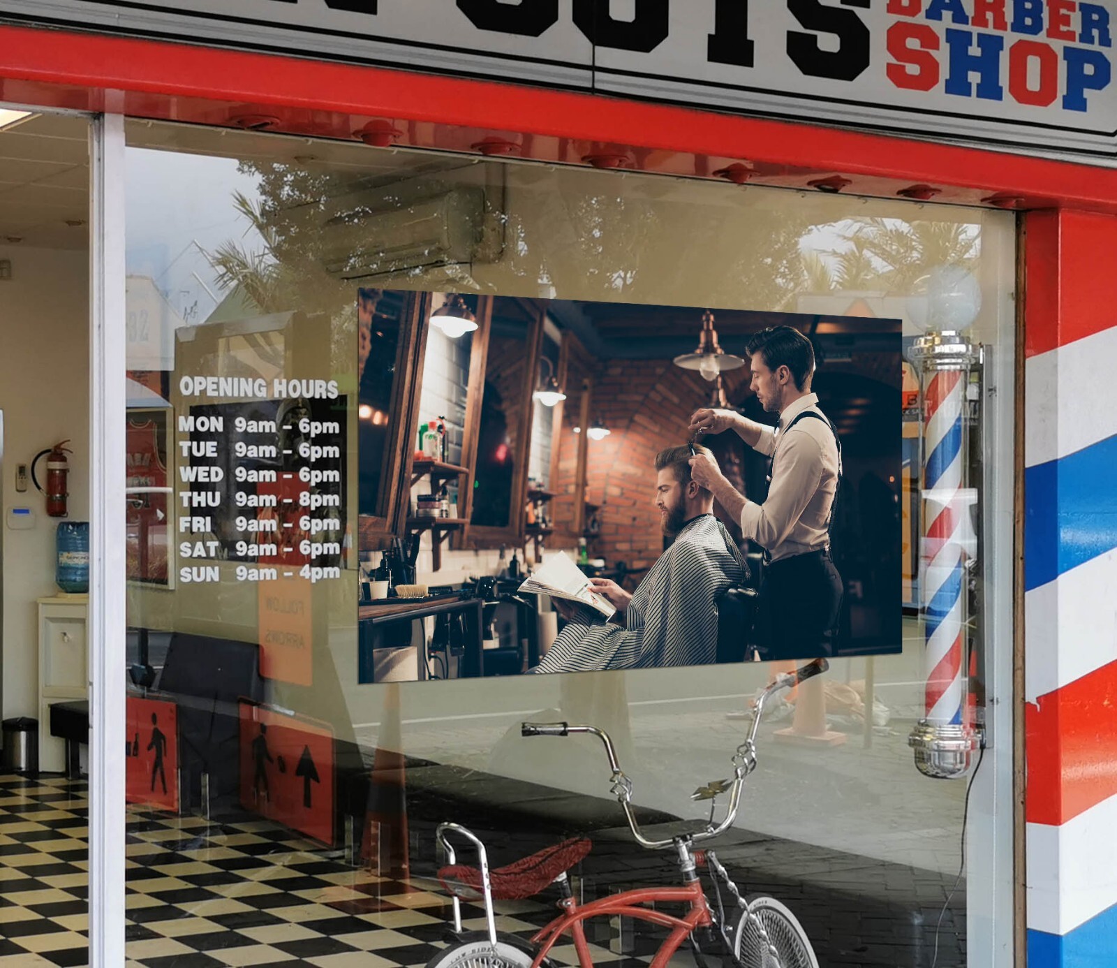 3D Man Hair Cut G1126 Barber Shop Window Stickers Vinyl Wall Mural Decals Honey