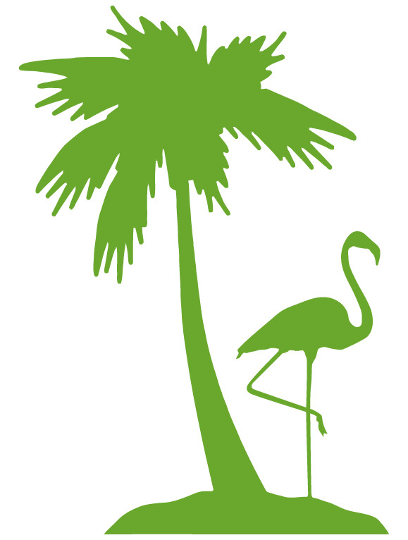Flamingo And Palm Tree Die Cut Vinyl Decal Made in USA