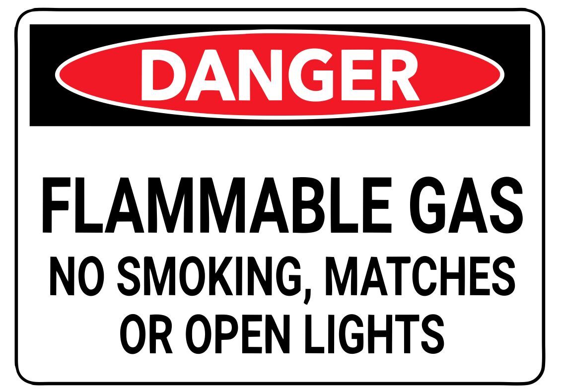 Flammable Gas No Smoking Safety Sign Sticker Decal Label D7340