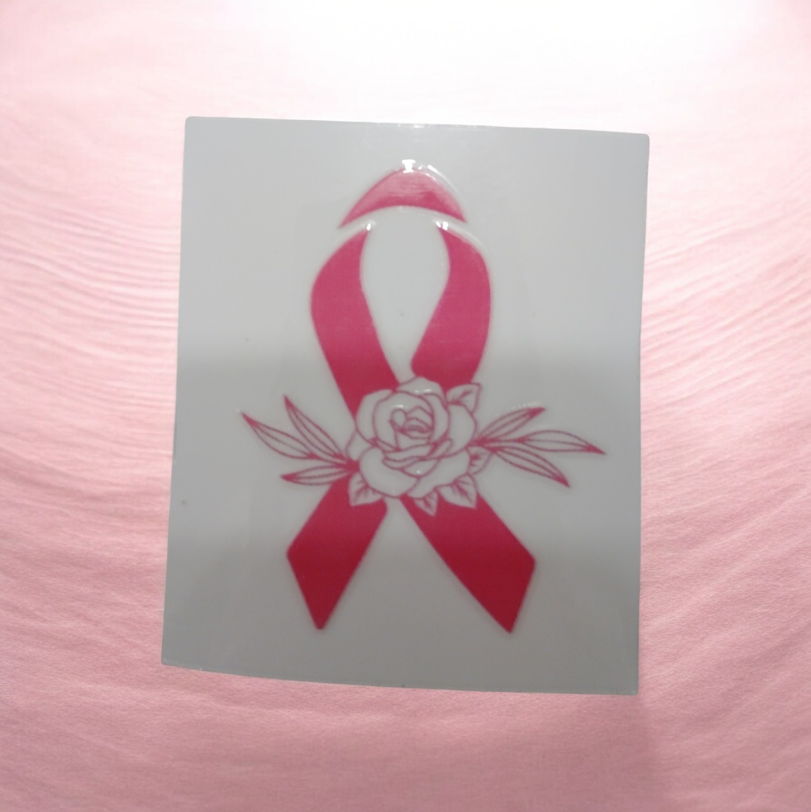 Breast Cancer Awareness Support Ribbon Rose UV Sticker Car Truck Decal Bumper