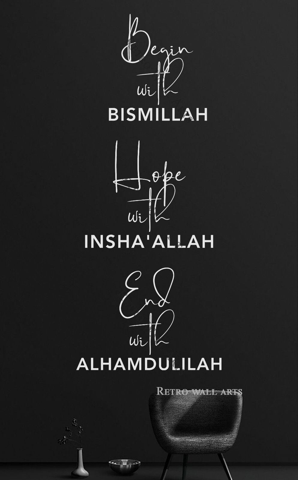 Begin with bismillah Islamic Wall Sticker Decal, Modern Design Home Improvent Q7