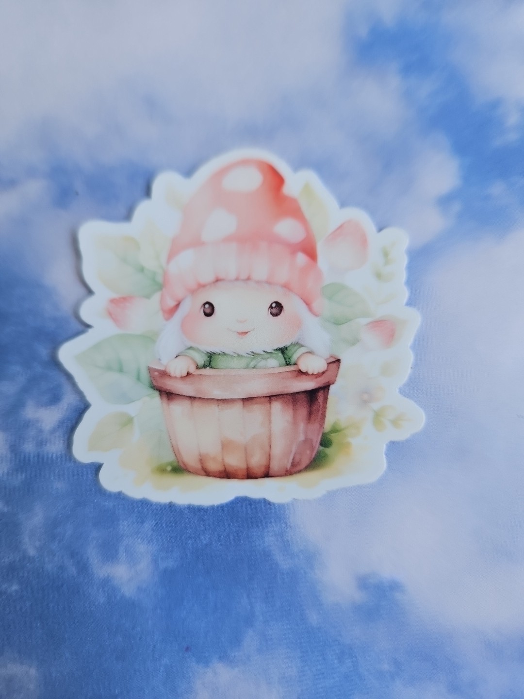 Set Of 4 Vinyl Stickers Laminated Cute Mushroom Gnomes