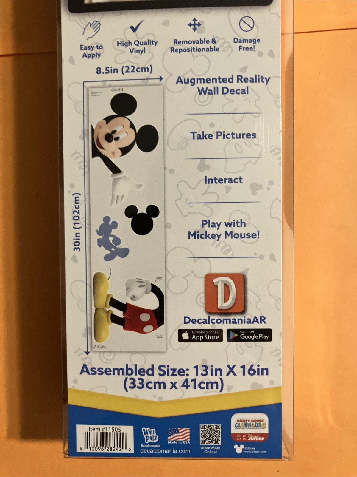 Disney Junior Mickey Mouse 13”x16” Wall Decal Reposition-able