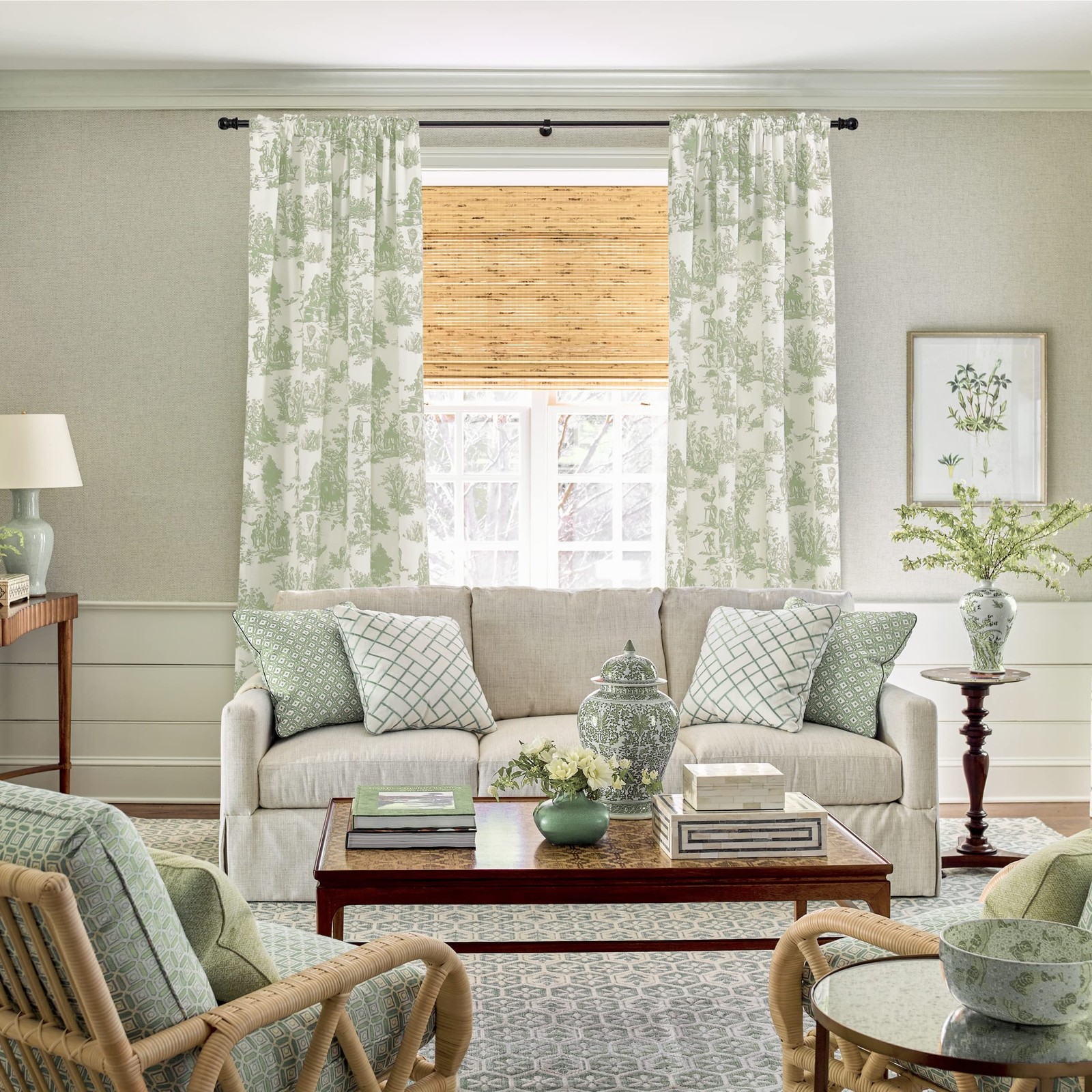 Sage Green Curtains 84 Inch Length for Living Room 2 Panels Set Spring Countr…