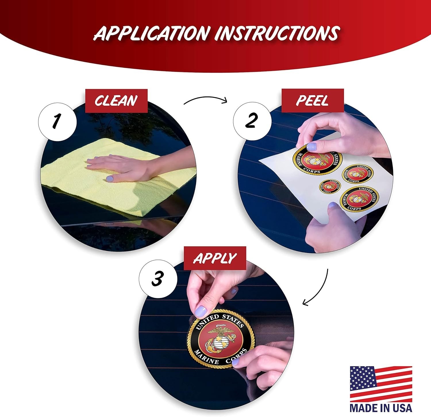 4 Piece Marine Corps Logo Decals