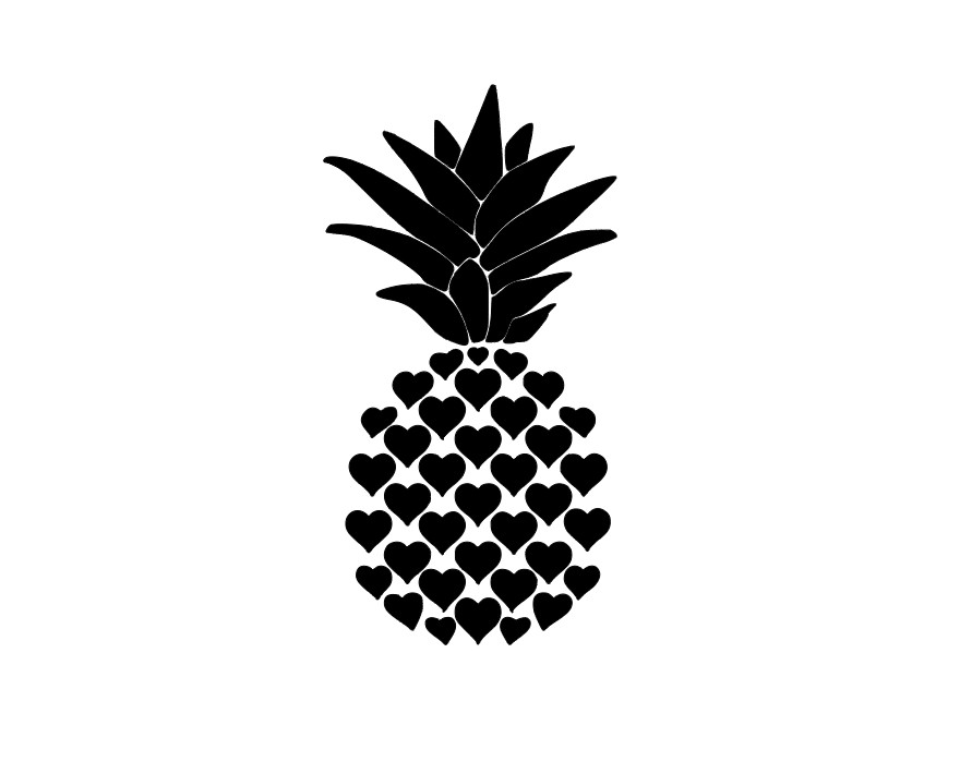 Hearts Pineapple Vinyl Decal Sticker -Multiple Colors & Sizes- FREE SHIPPING