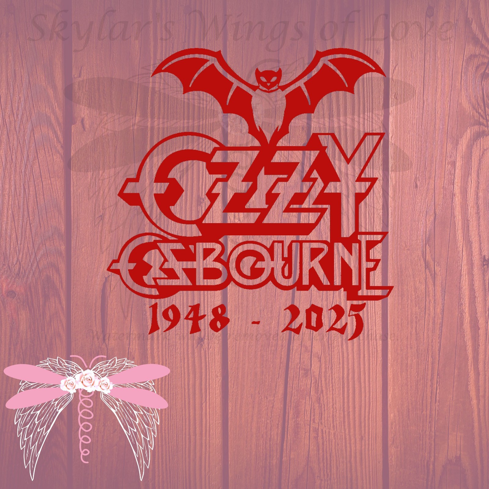 Ozzy Osbourne Memorial Decal Name with Bat Option 1 – 5 sizes available